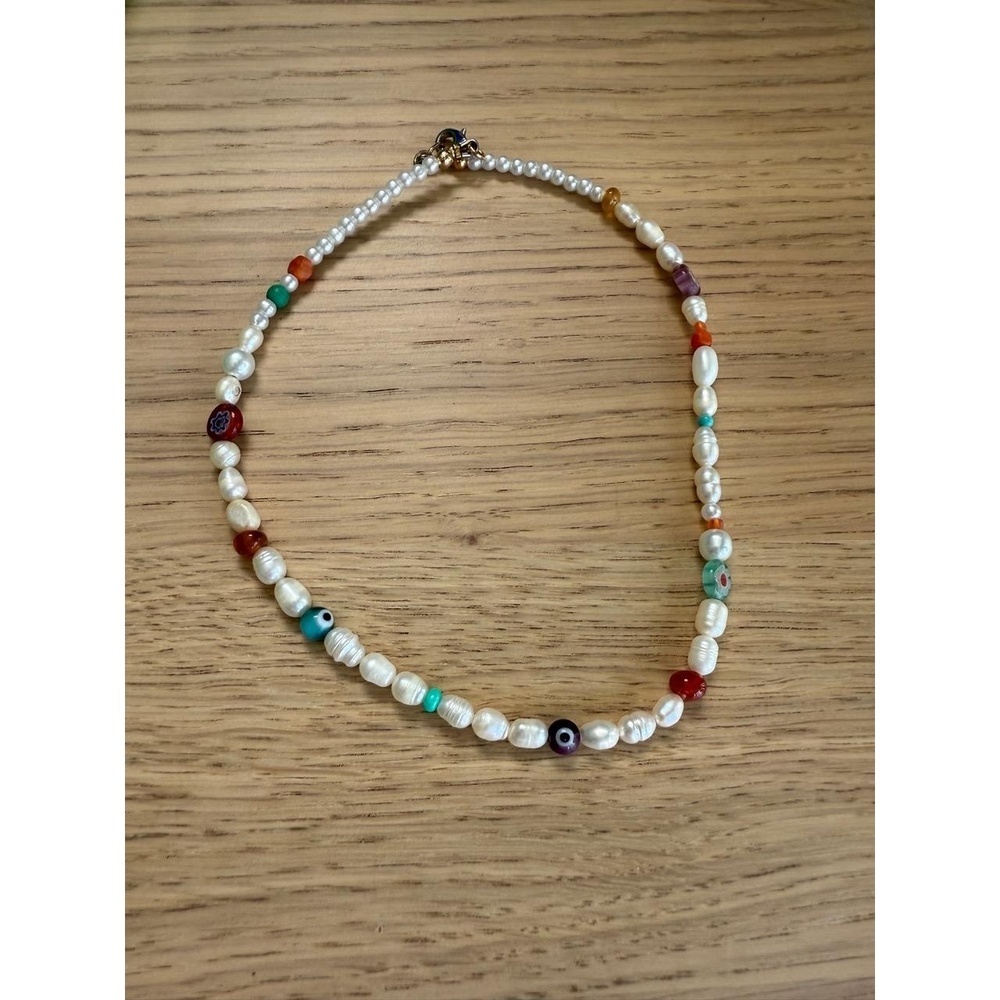 Colorful Baroque Pearl and Bead Necklace